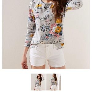 Loft White Denim Roll Cuff Shorts